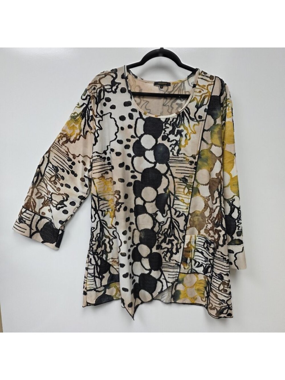 Radzoli Shirt Womens 3X Multicolor Abstract Scoop Neck Long Sleeve Tunic Top